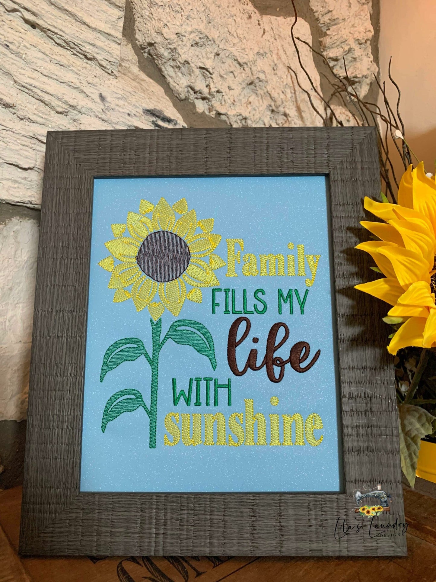 Family Fills Life with Sunshine - 3 sizes- Digital Embroidery Design