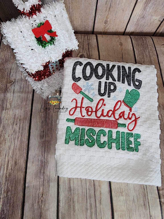 Cooking Up Holiday Mischief - 3 sizes- Digital Embroidery Design