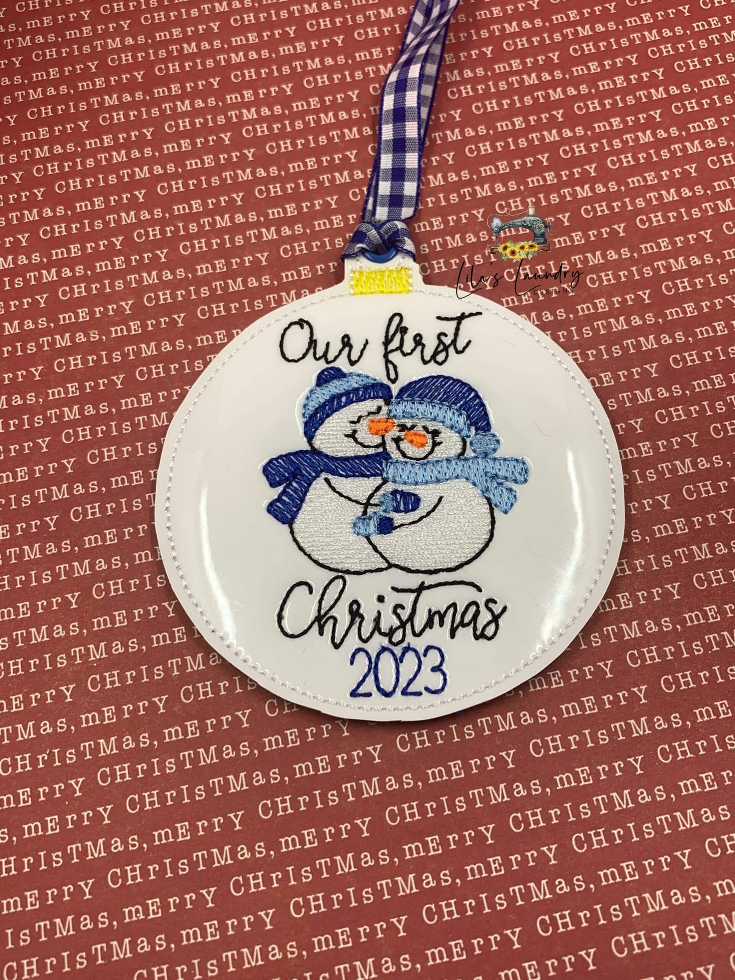 Our First Christmas 2023 Snowman Ornament - Digital File - Embroidery Design