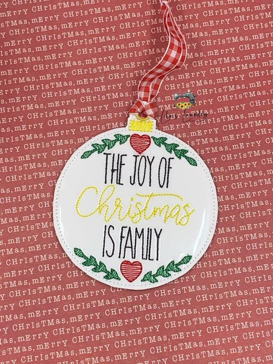 Joy of Christmas is Family Ornament - Digital File - Embroidery Design