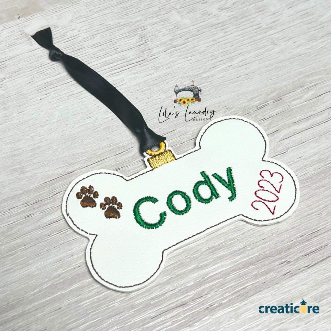 Dog Bone 2023 Ornament - Digital File - Embroidery Design
