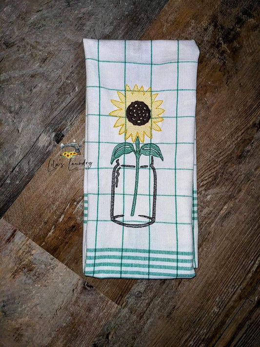 Sunflower Mason Jar - 3 sizes- Digital Embroidery Design