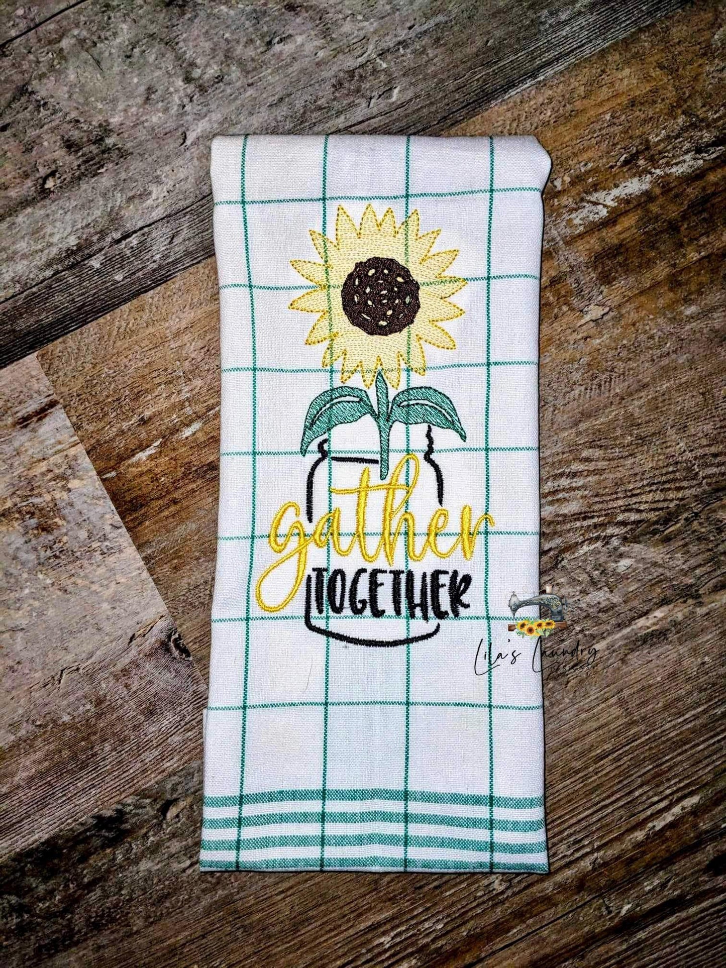 Gather Together Sunflower - 3 sizes- Digital Embroidery Design