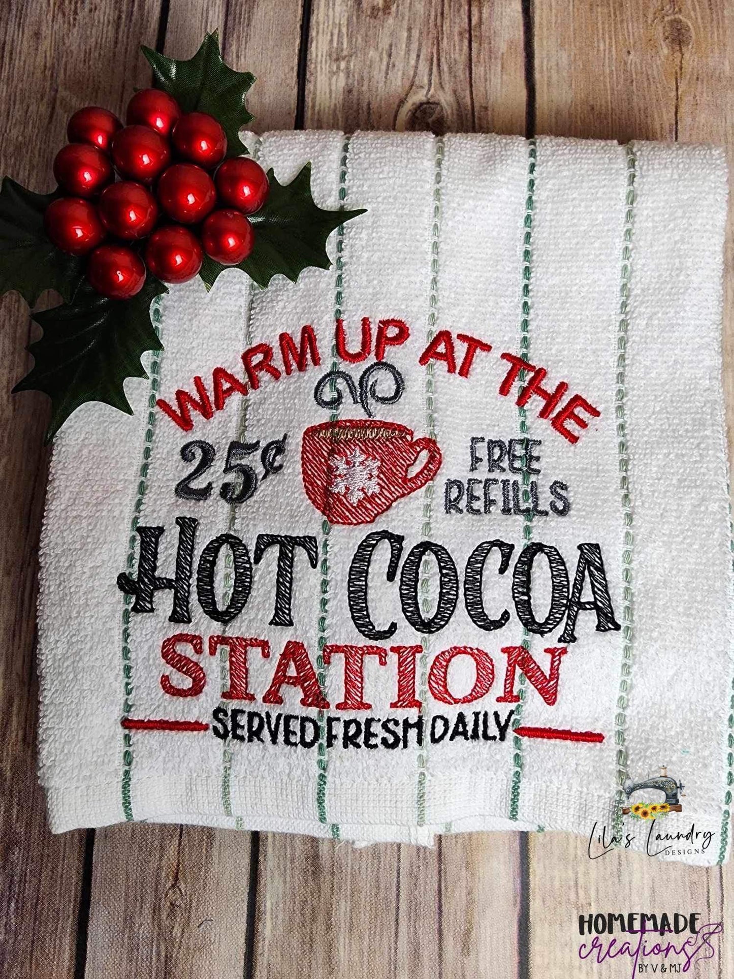Warm Up at the Hot Cocoa Bar - 3 sizes- Digital Embroidery Design