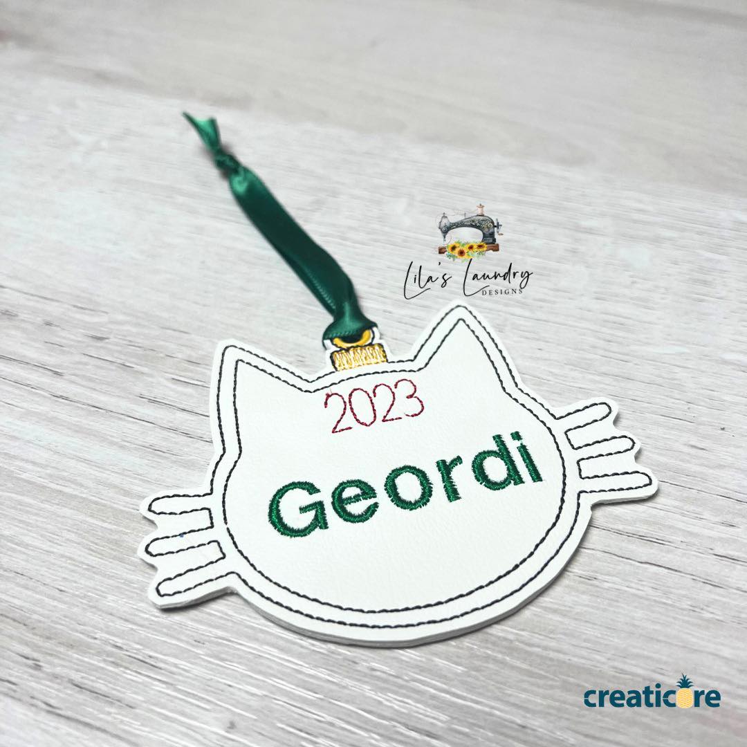 Cat 2023 Ornament - Digital File - Embroidery Design