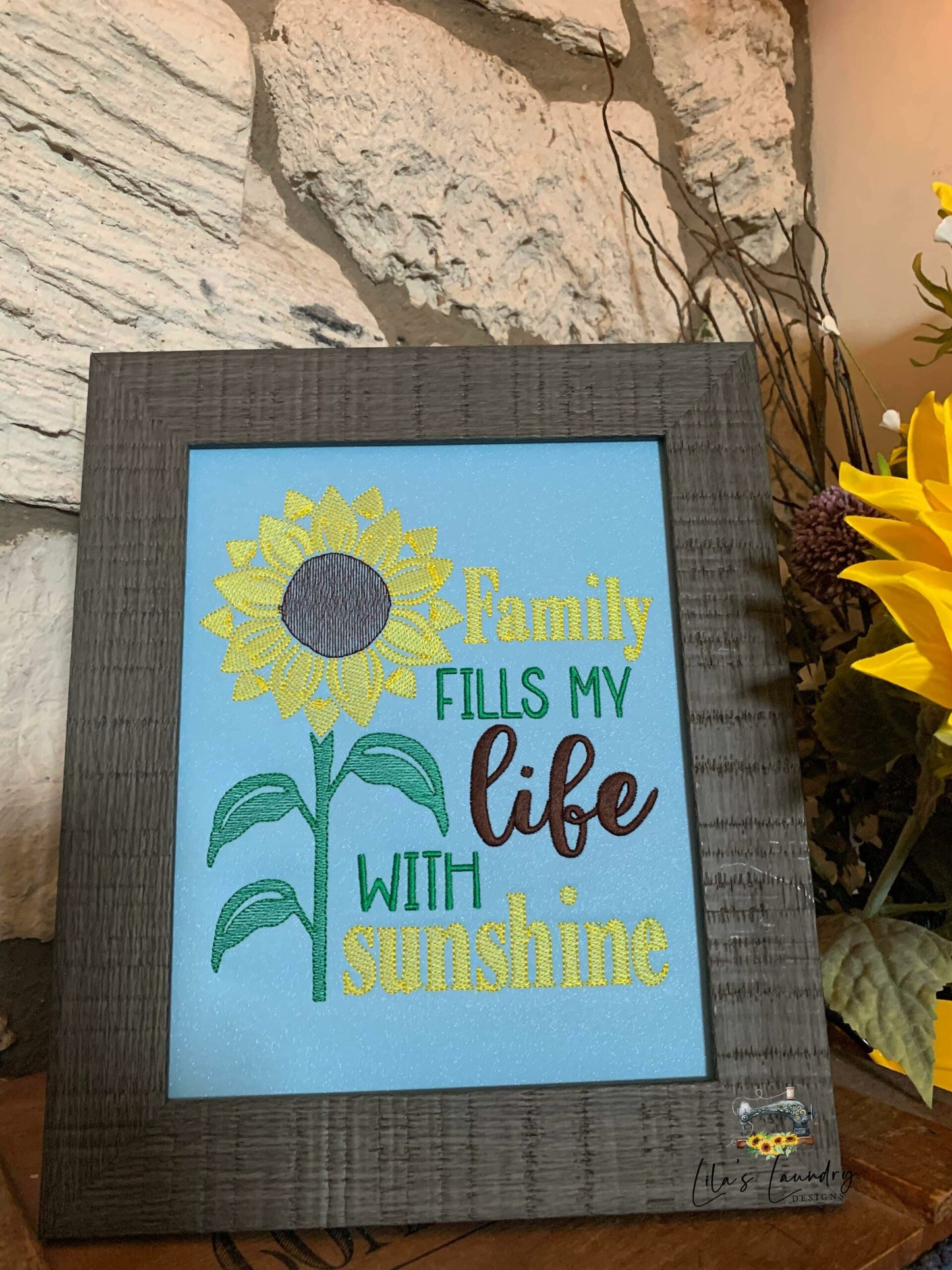 Family Fills Life with Sunshine - 3 sizes- Digital Embroidery Design