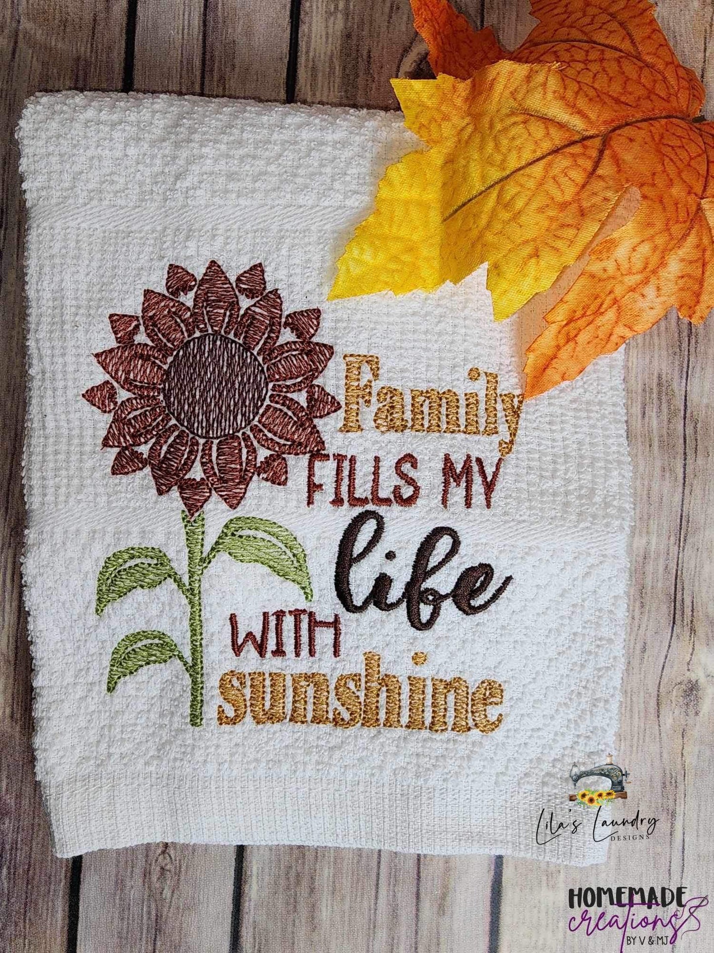 Family Fills Life with Sunshine - 3 sizes- Digital Embroidery Design