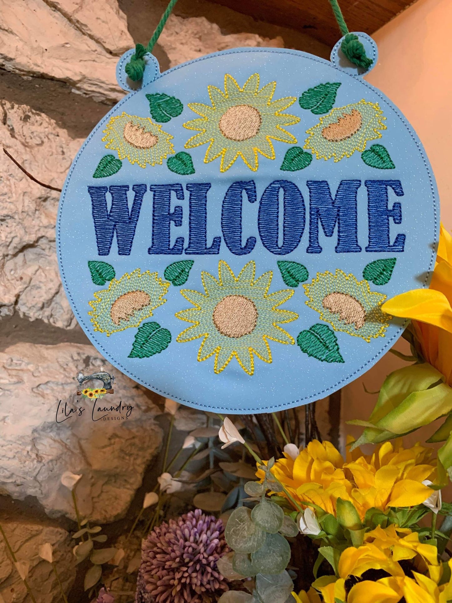 Sunflower Welcome Door Sign - 3 sizes - Digital Embroidery Design