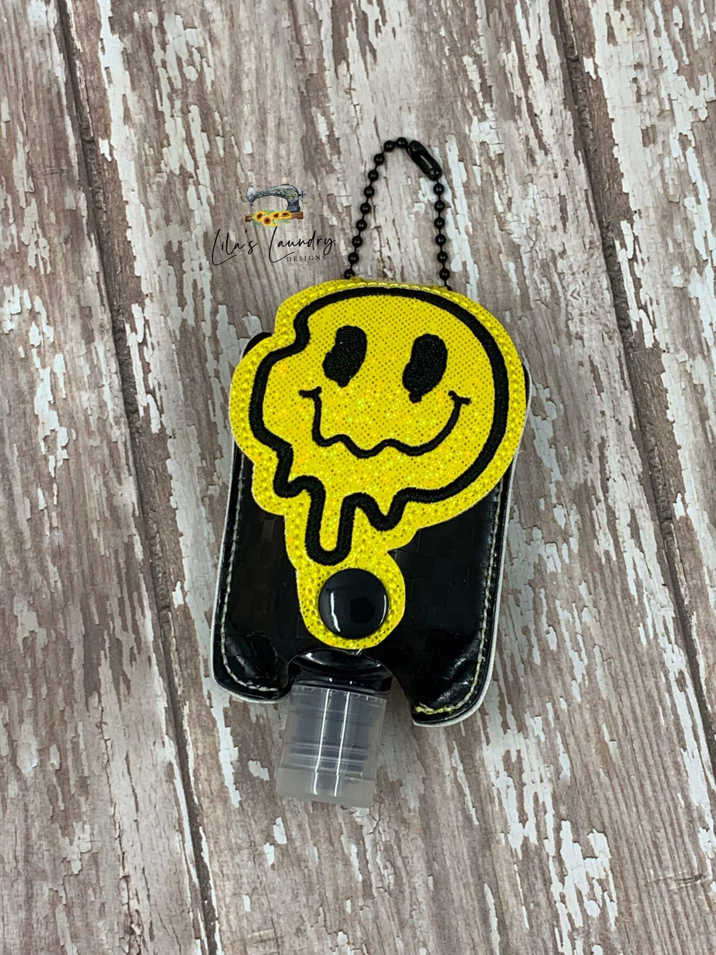 Melting Smiley Face Applique Fold Over Sanitizer Holder 5x7- DIGITAL Embroidery DESIGN