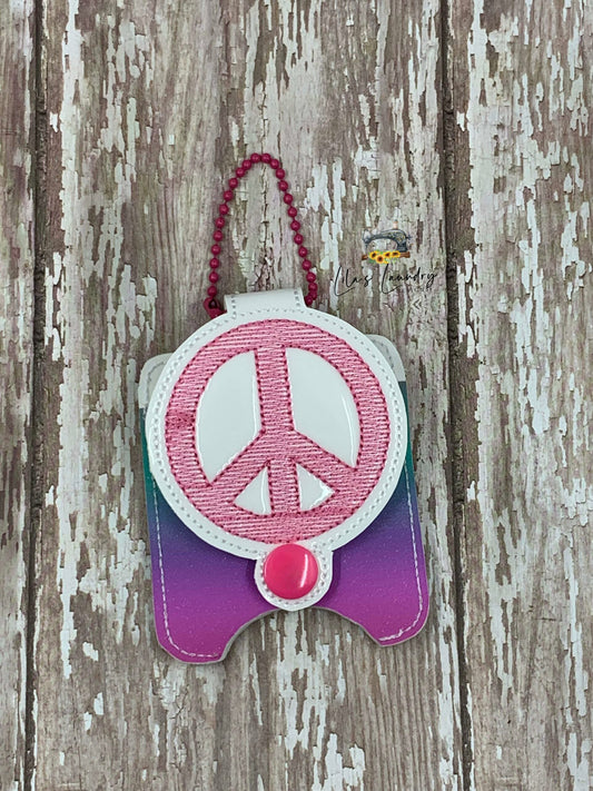Peace Sign Applique Fold Over Sanitizer Holder 5x7- DIGITAL Embroidery DESIGN