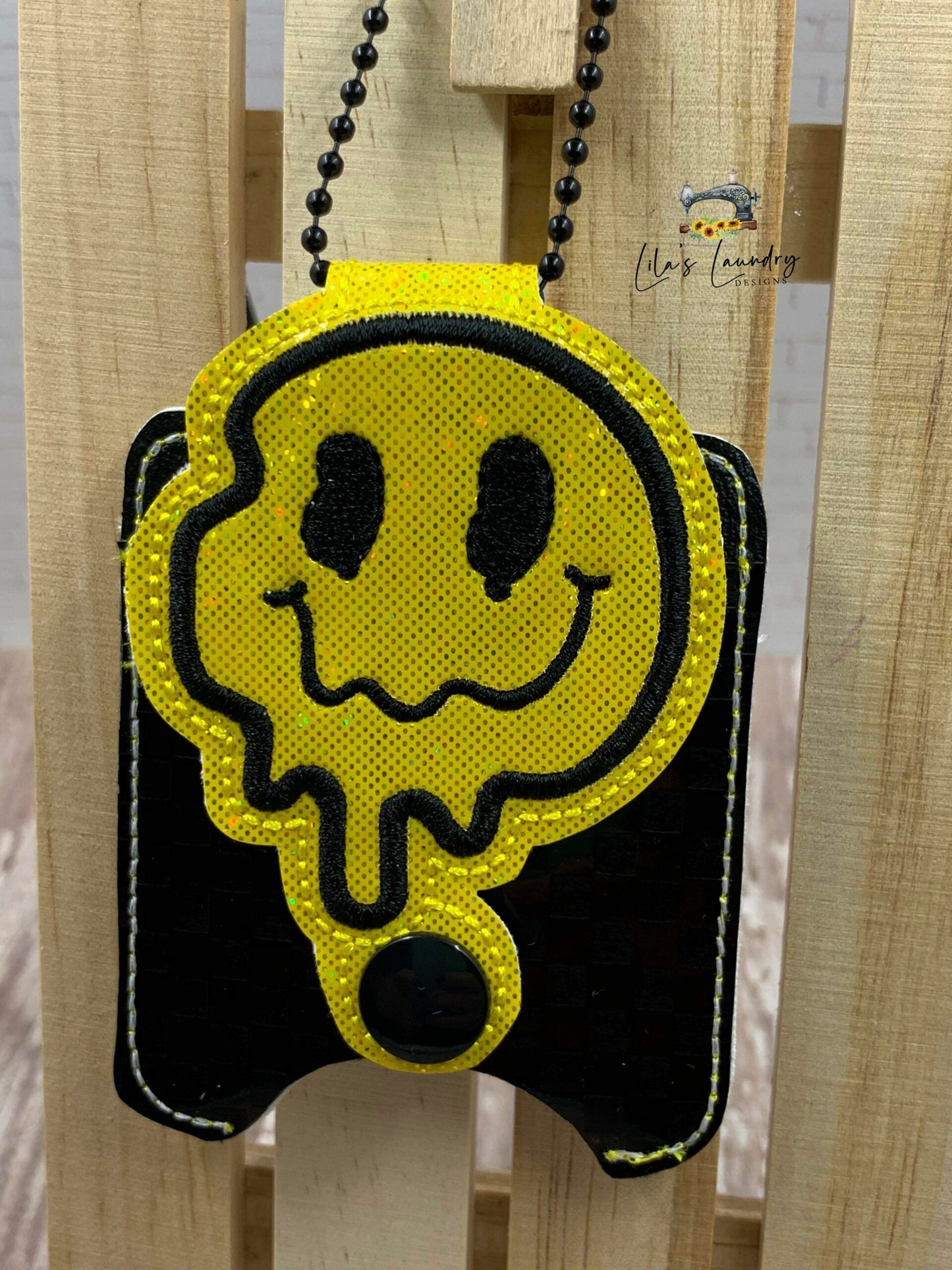 Melting Smiley Face Applique Fold Over Sanitizer Holder 5x7- DIGITAL Embroidery DESIGN