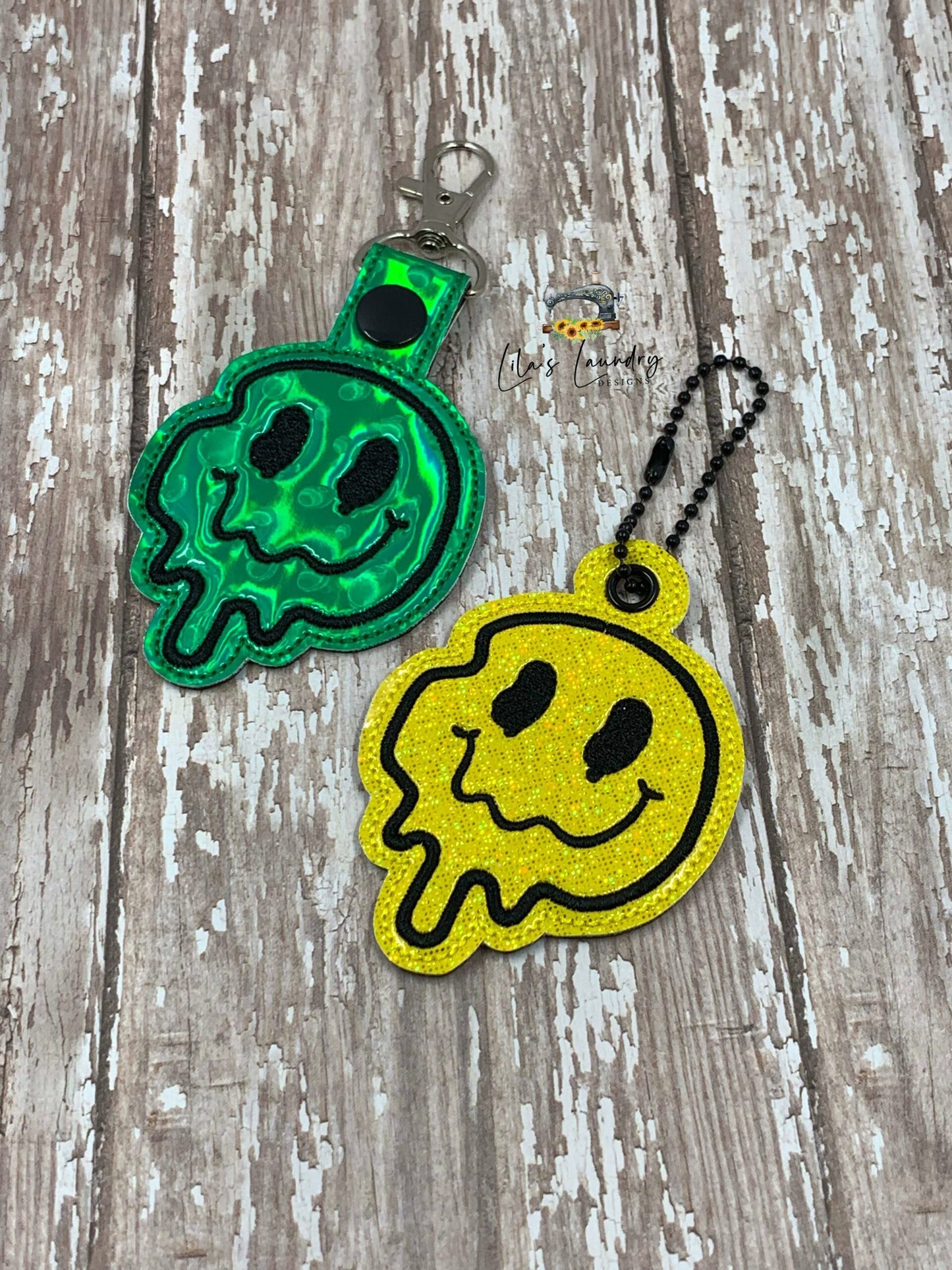 Melting Smiley Face Fobs - DIGITAL Embroidery DESIGN