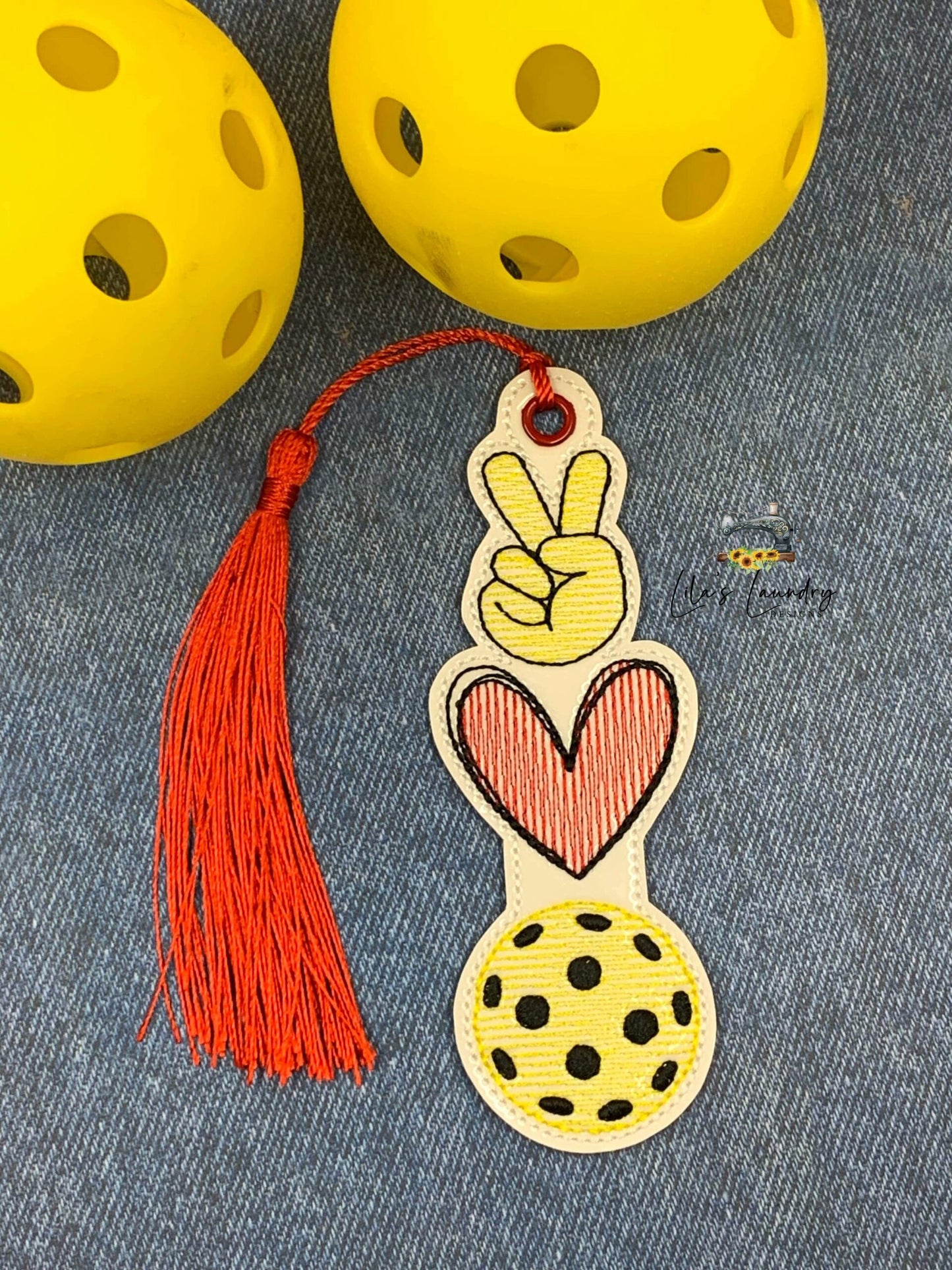 Peace Love Pickleball Bookmark - Digital Embroidery Design