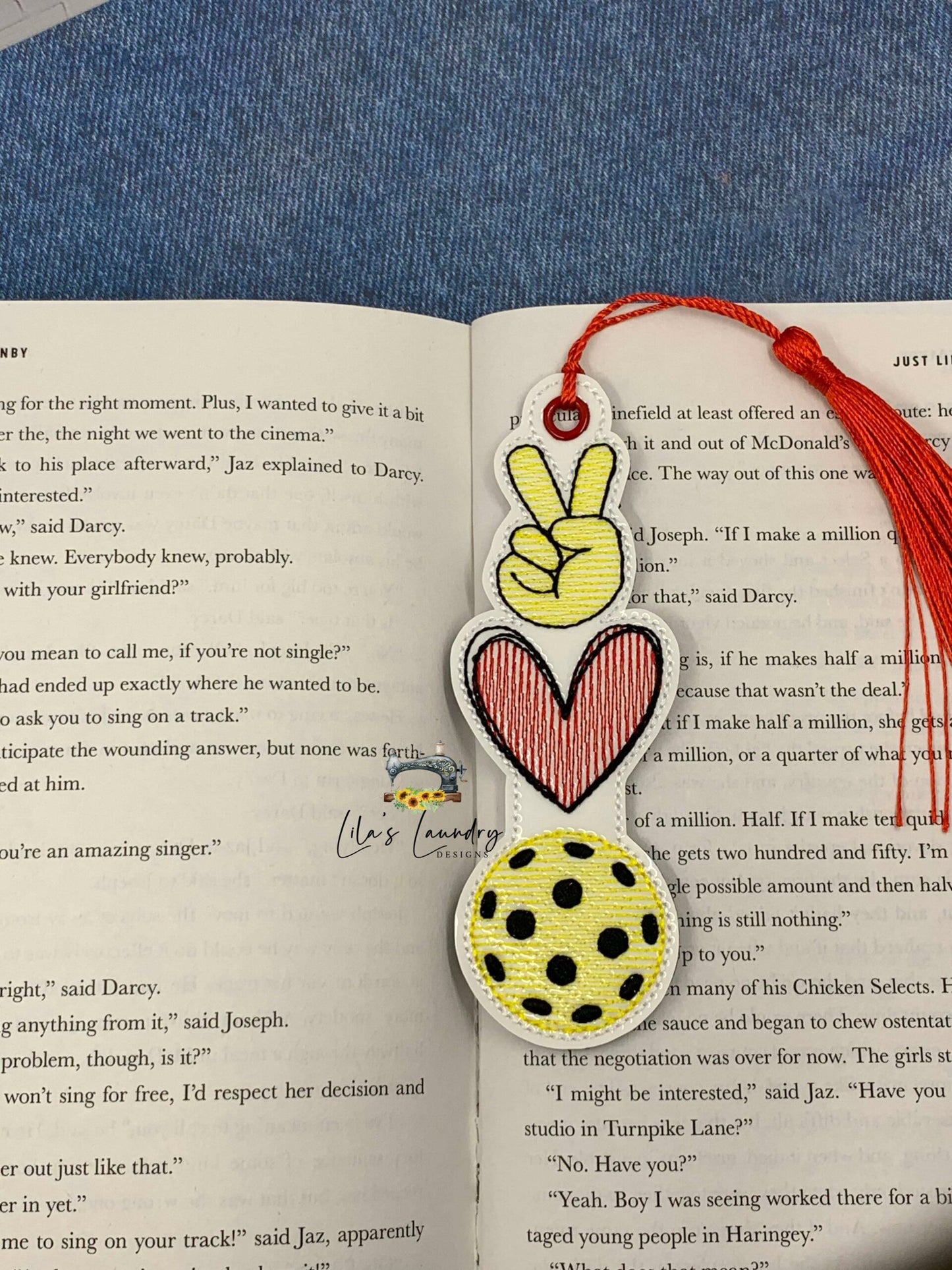 Peace Love Pickleball Bookmark - Digital Embroidery Design