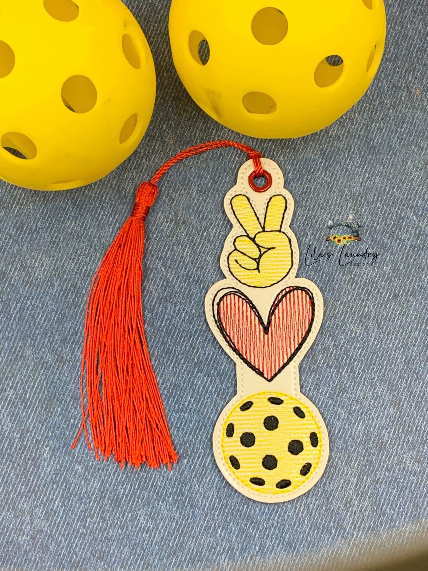Peace Love Pickleball Bookmark - Digital Embroidery Design