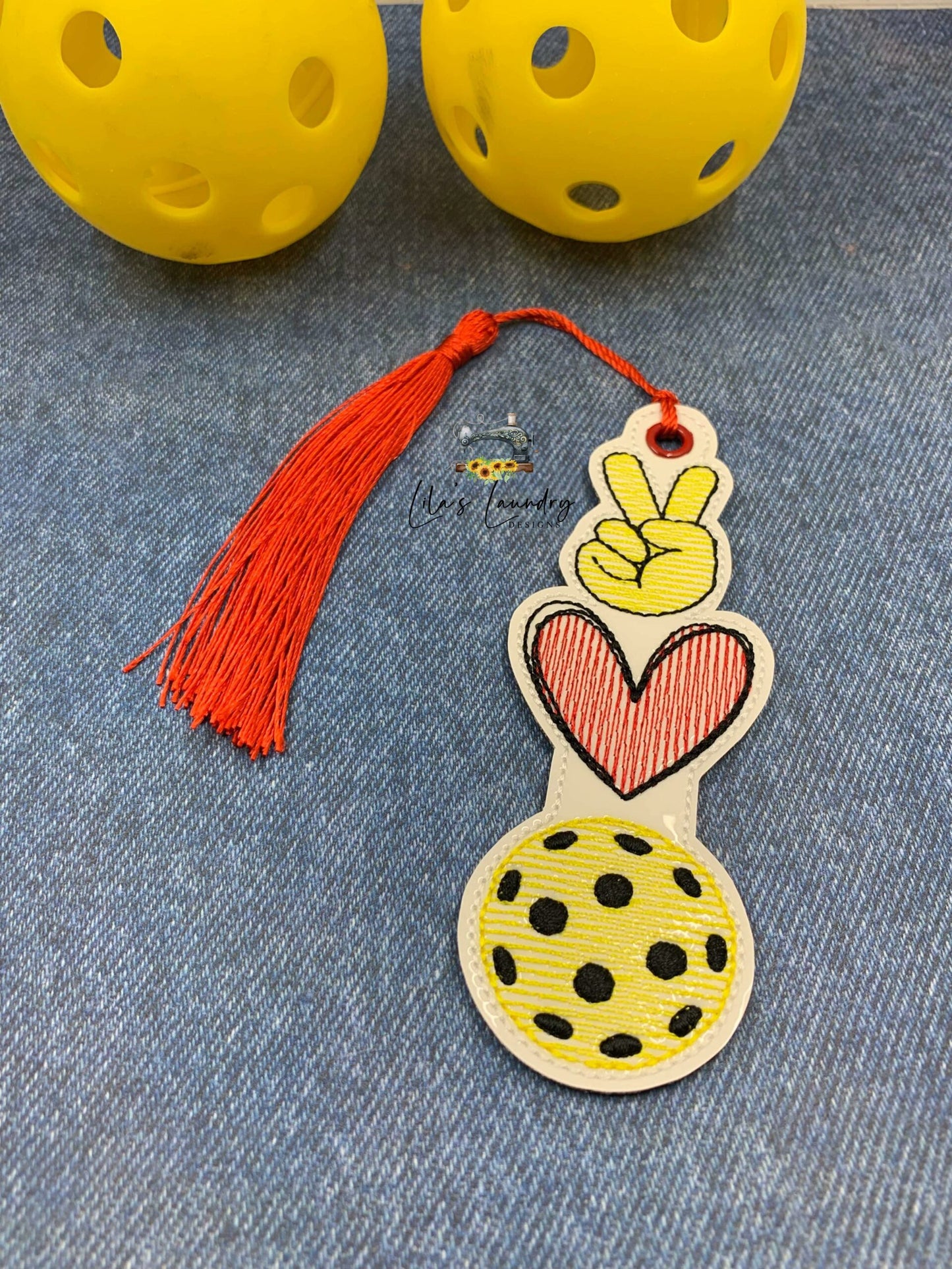 Peace Love Pickleball Bookmark - Digital Embroidery Design