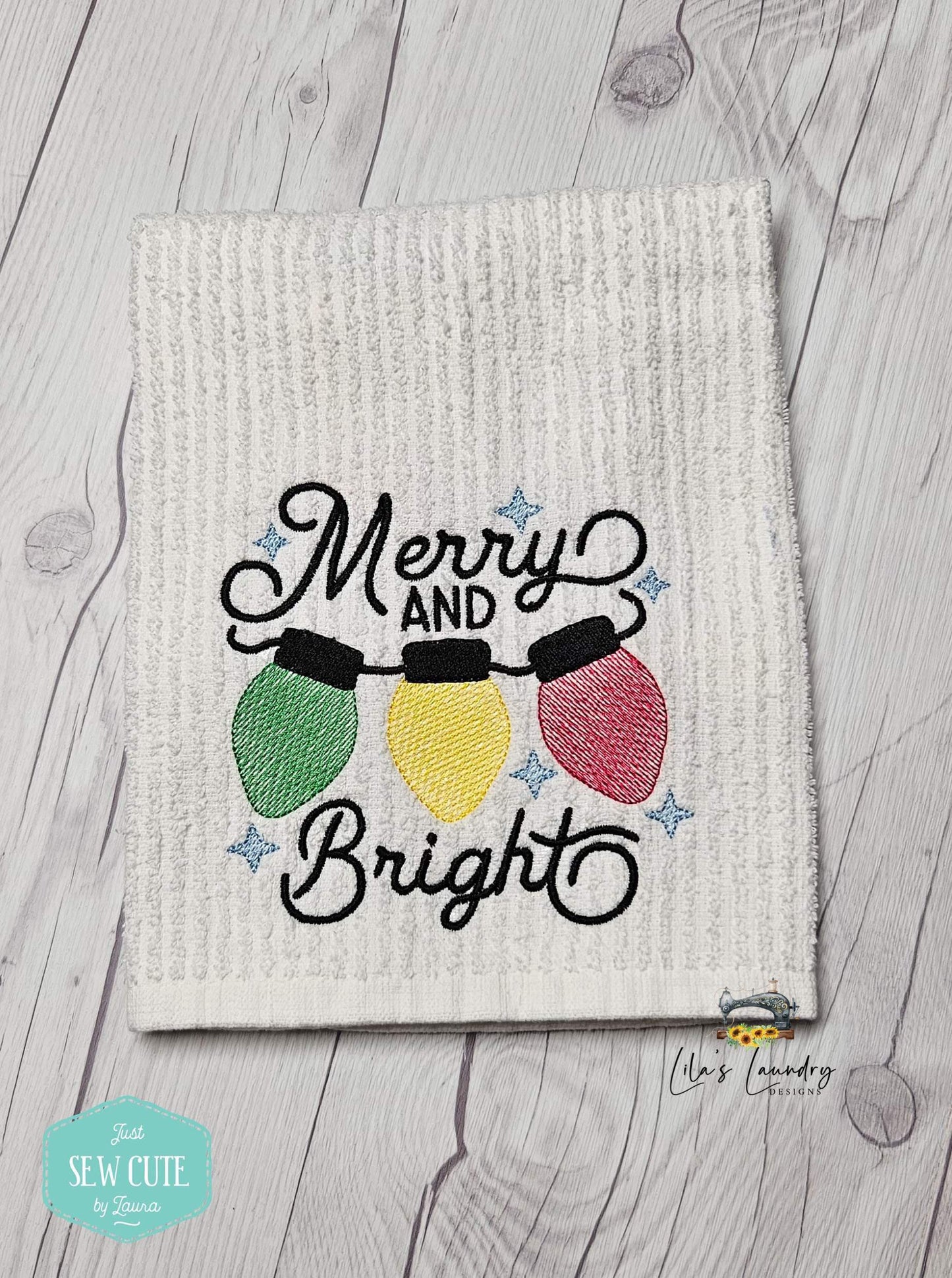 Merry & Bright Sketch - 3 sizes- Digital Embroidery Design