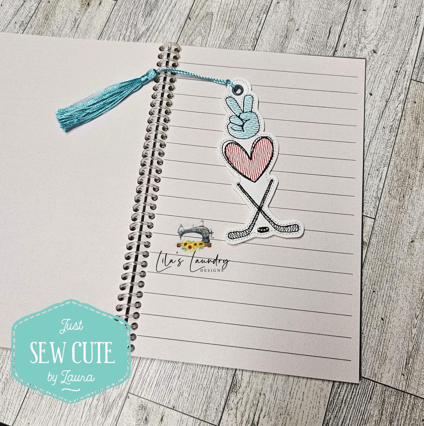 Peace Love Hockey Bookmark - Digital Embroidery Design