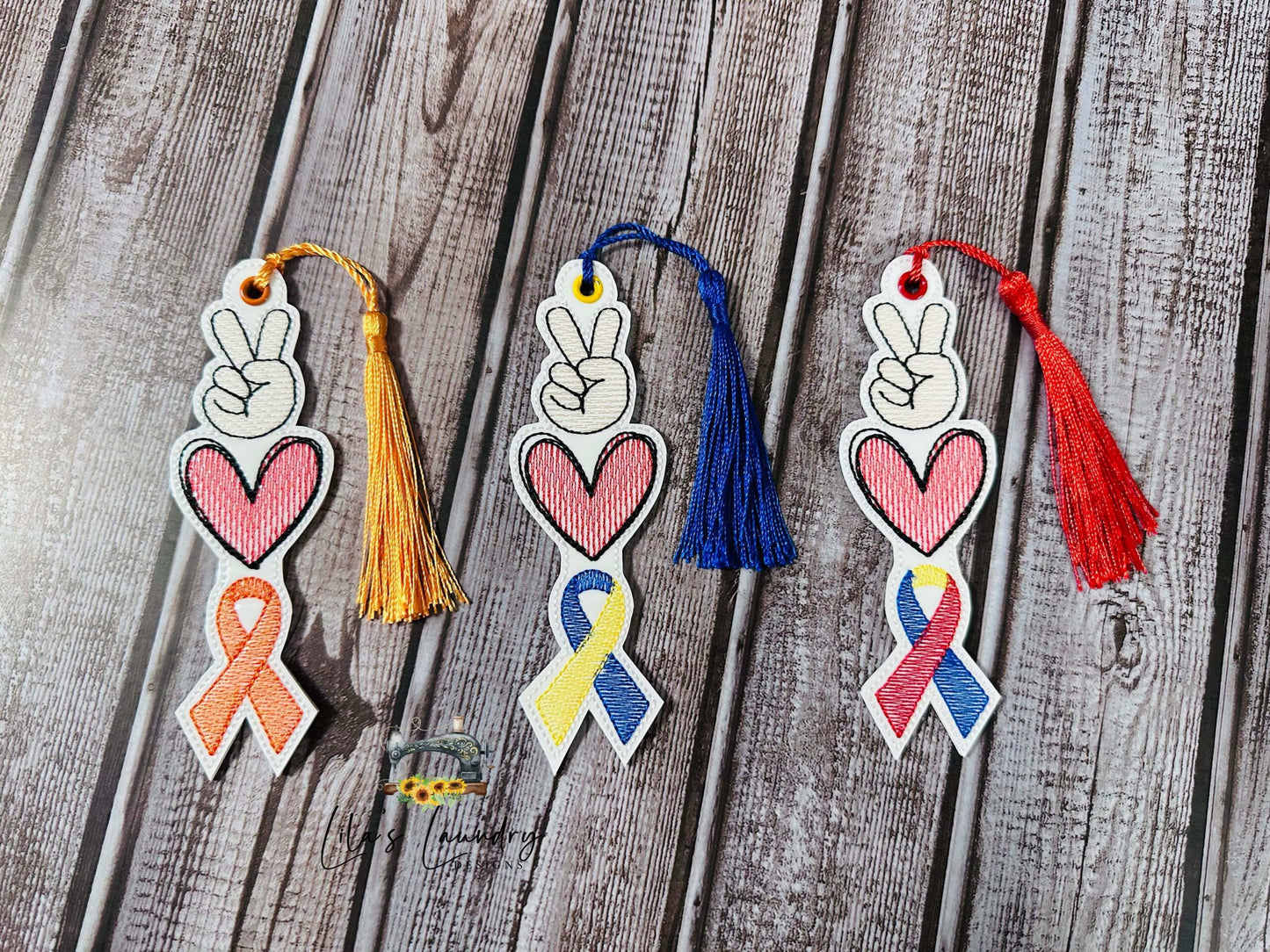 Peace Love Awareness Bookmark Set - Digital Embroidery Design