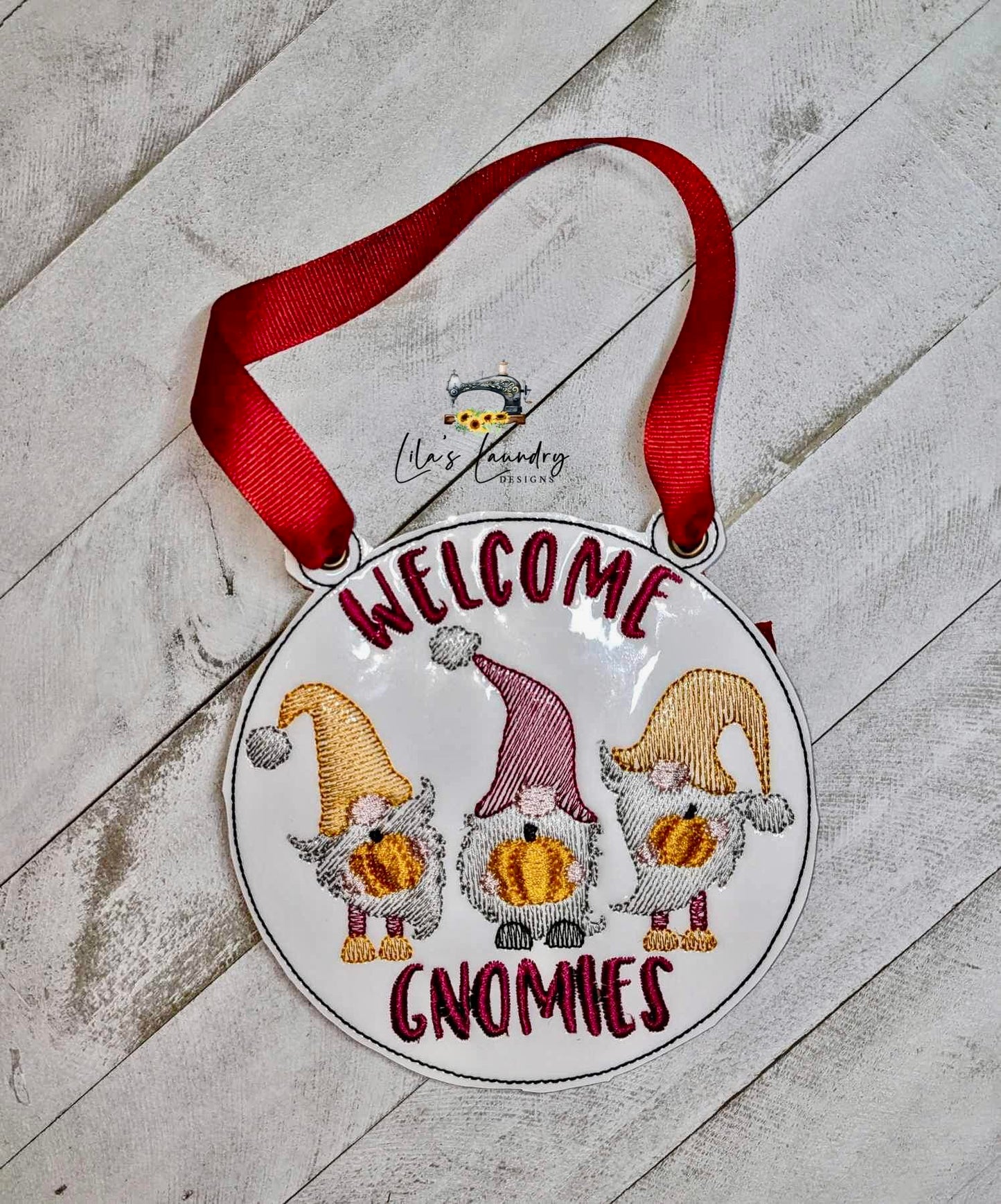 Welcome Gnomies Door Sign - 3 sizes - Digital Embroidery Design