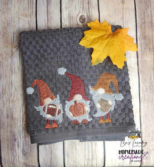Fall Gnome Sketch Trio - 4 sizes- Digital Embroidery Design