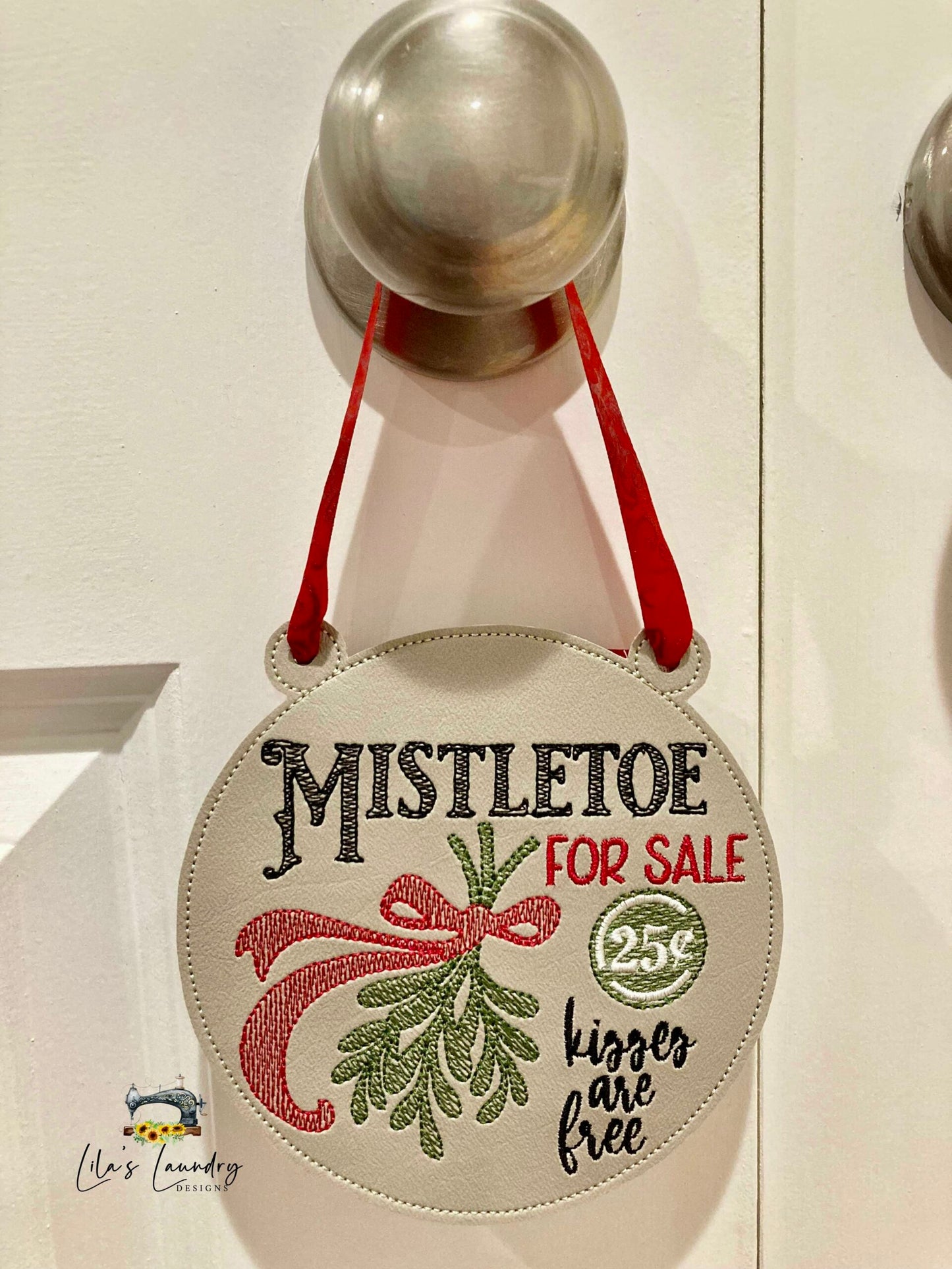 Mistletoe for Sale Door Sign - 3 sizes - Digital Embroidery Design