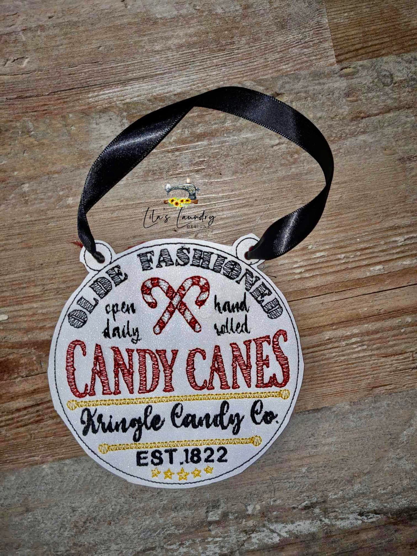 Olde Fashioned Candy Canes Door Sign - 3 sizes - Digital Embroidery Design