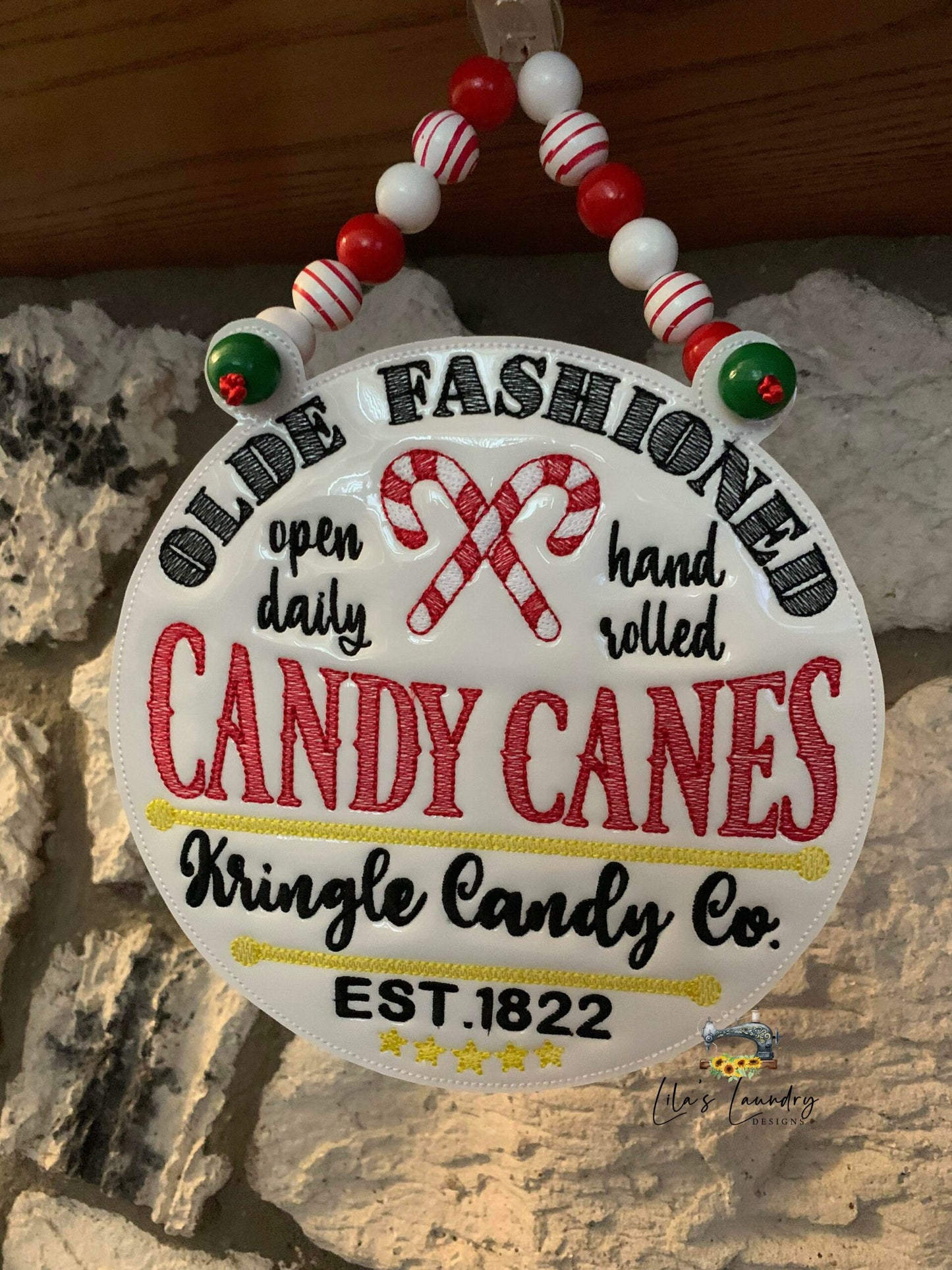 Olde Fashioned Candy Canes Door Sign - 3 sizes - Digital Embroidery Design