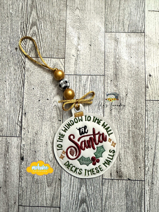 Santa Decks These Halls Ornament - Digital File - Embroidery Design
