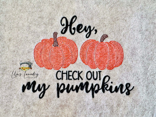 Check Out My Pumpkins Sketch - 3 sizes- Digital Embroidery Design