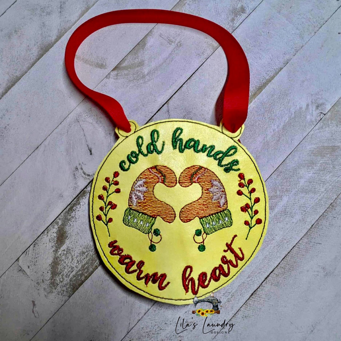 Cold Hands Warm Heart Door Sign - 3 sizes - Digital Embroidery Design