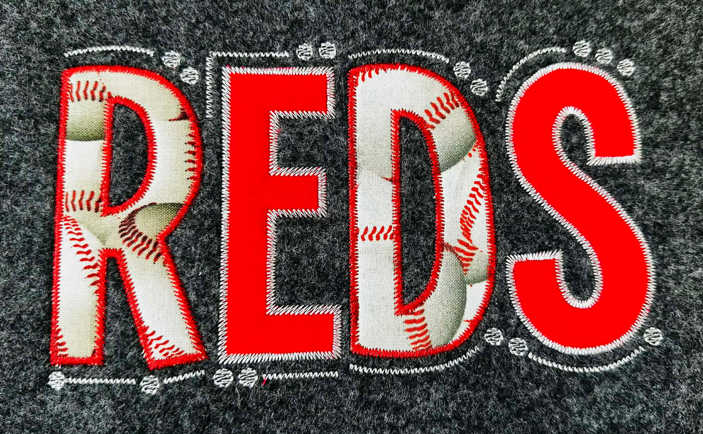 Reds Doodle Font Applique – 4 x 4, 5 x 7, 6 x 10 and 8 x 12 – DIGITAL Embroidery Design