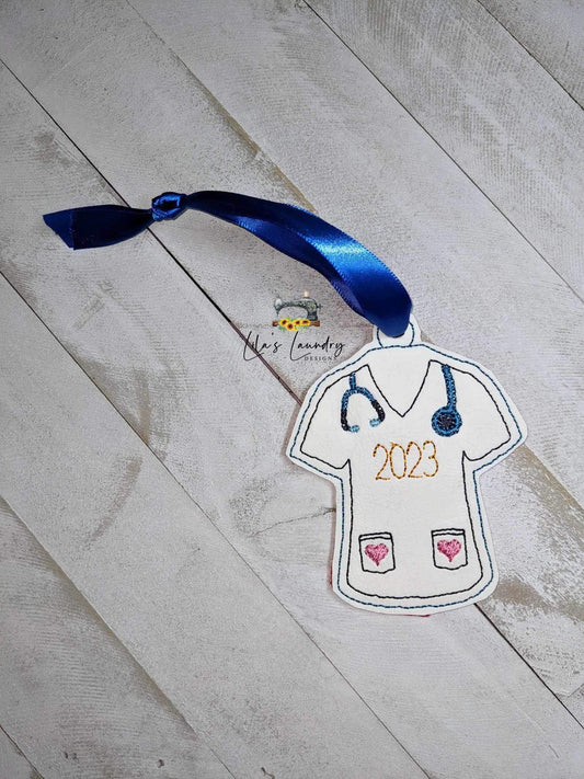 Scrub Top 2023 Ornament - Digital File - Embroidery Design