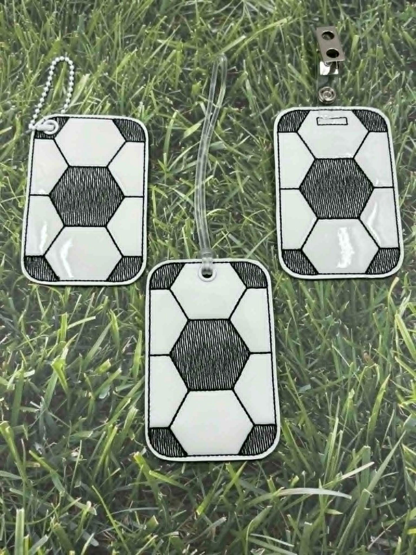 Soccer Stitching Bag Tag – 3 Styles Included – Digital Embroidery Design