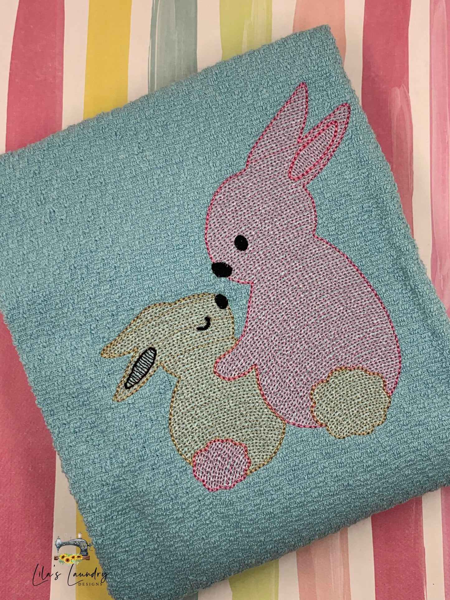 Mom & Baby Bunny Sketch - 4 Sizes - Digital Embroidery Design