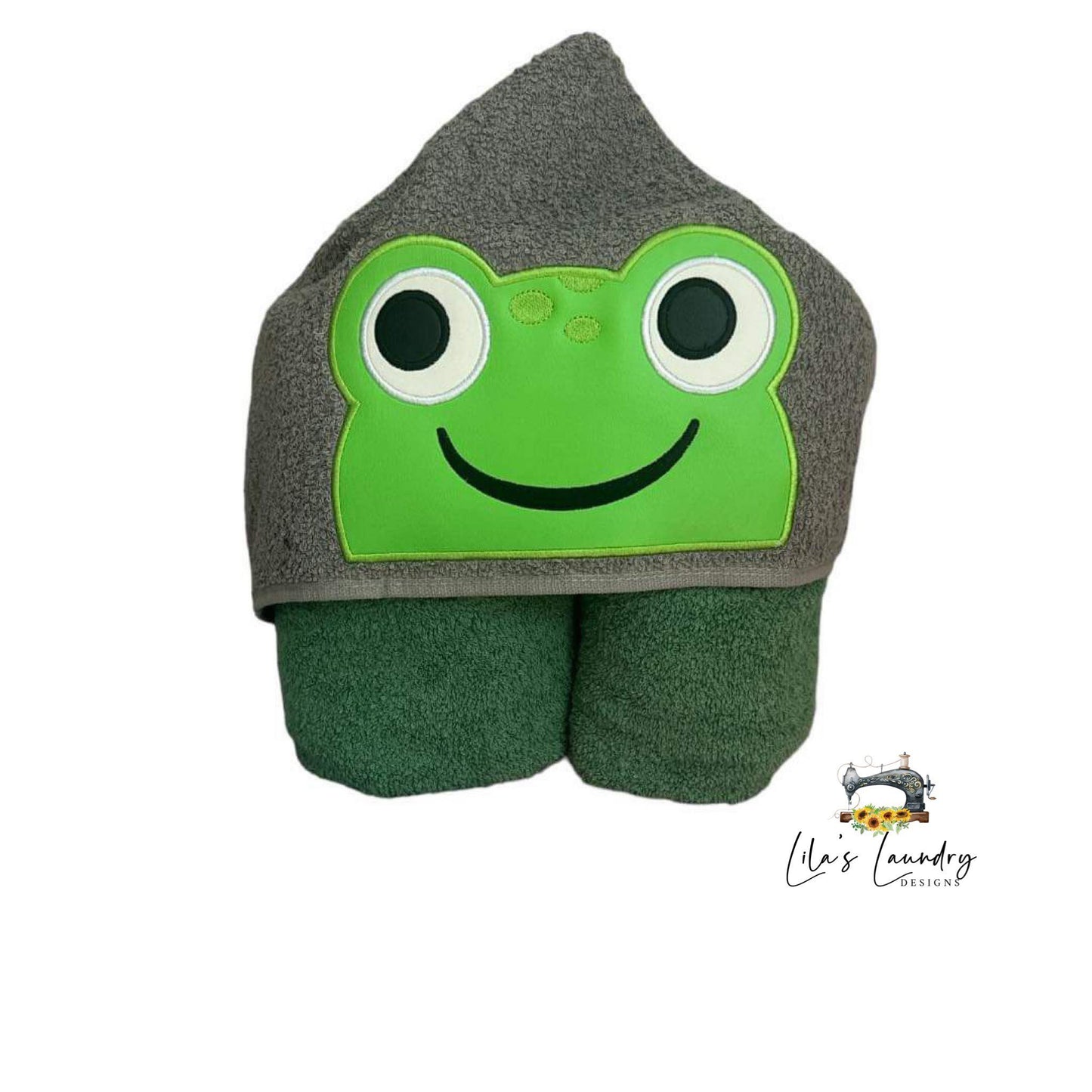 Frog Applique Peeker - 5x7 - Digital Embroidery Design