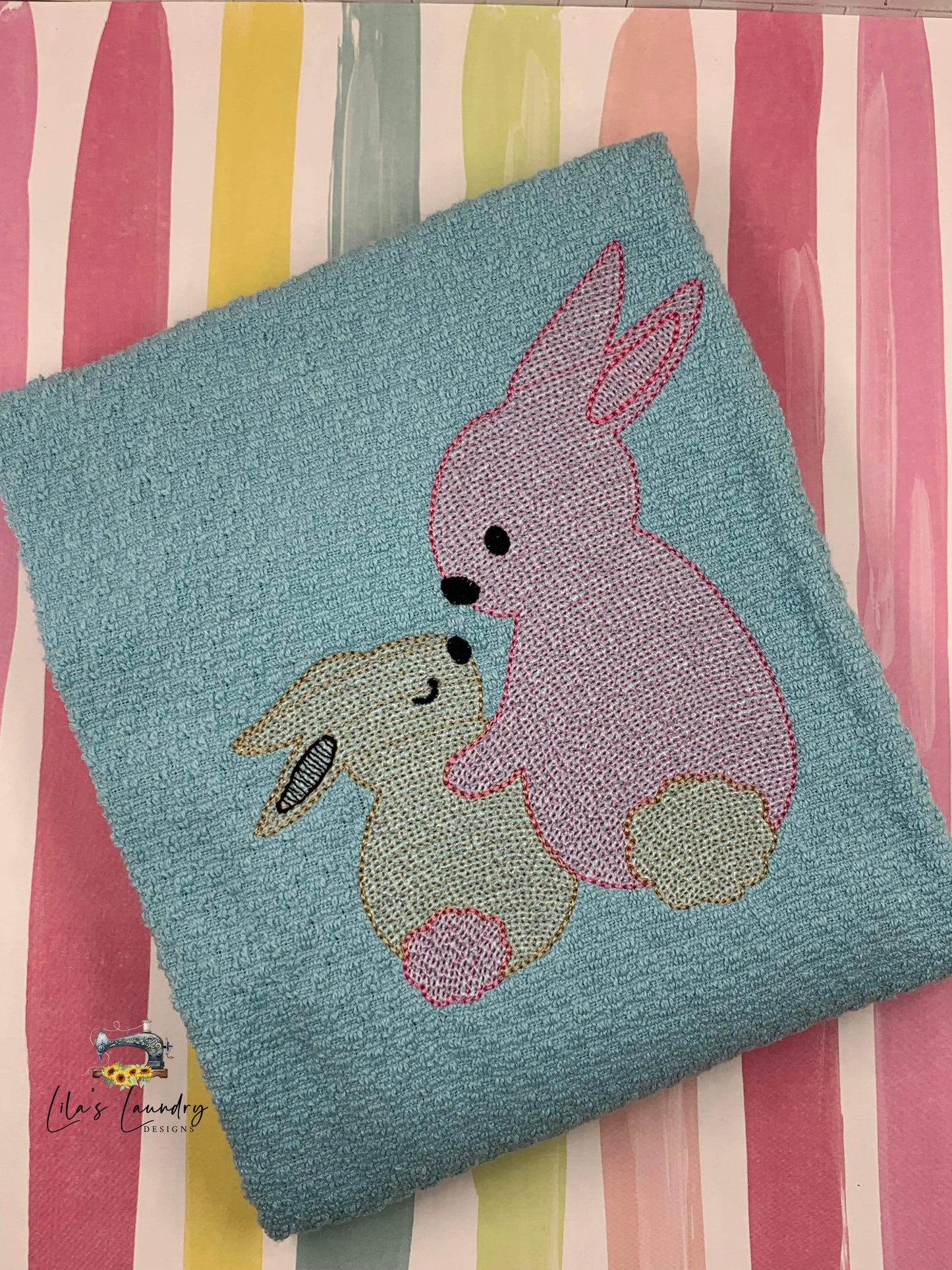 Mom & Baby Bunny Sketch - 4 Sizes - Digital Embroidery Design