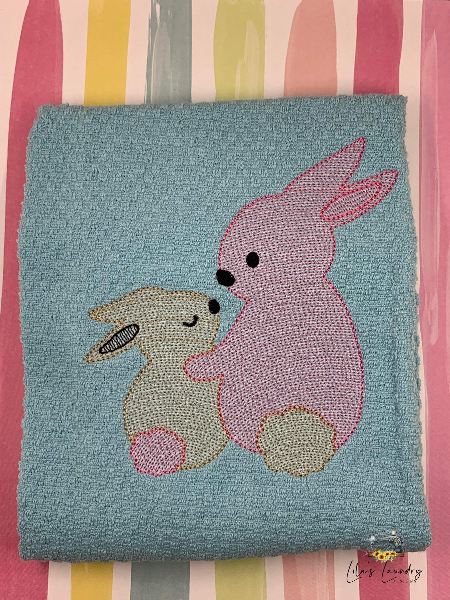 Mom & Baby Bunny Sketch - 4 Sizes - Digital Embroidery Design