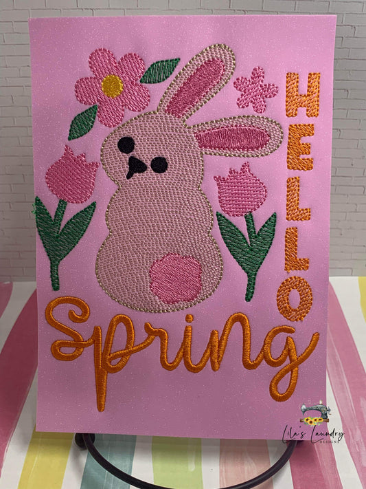 Hello Spring Sketch - 4 Sizes - Digital Embroidery Design