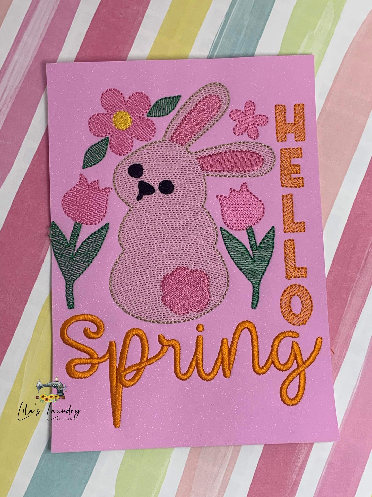 Hello Spring Sketch - 4 Sizes - Digital Embroidery Design