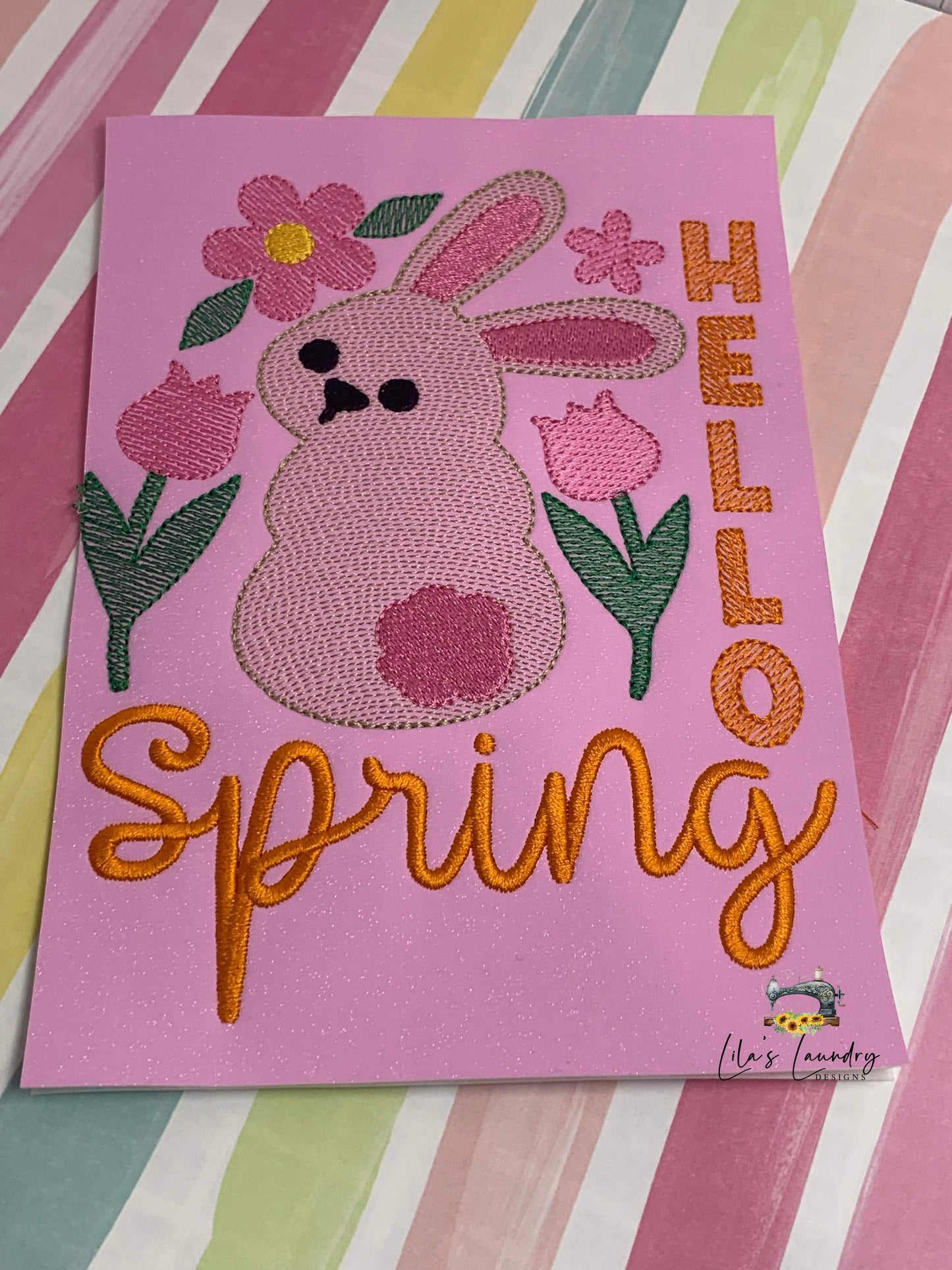 Hello Spring Sketch - 4 Sizes - Digital Embroidery Design