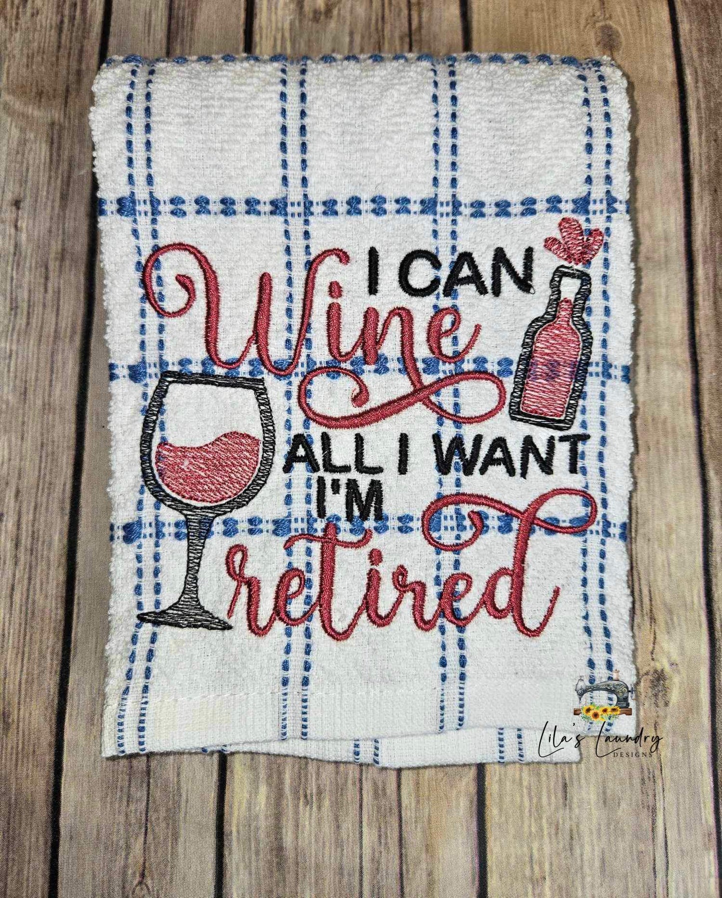 Wine All I Want - 4 Sizes - Digital Embroidery Design