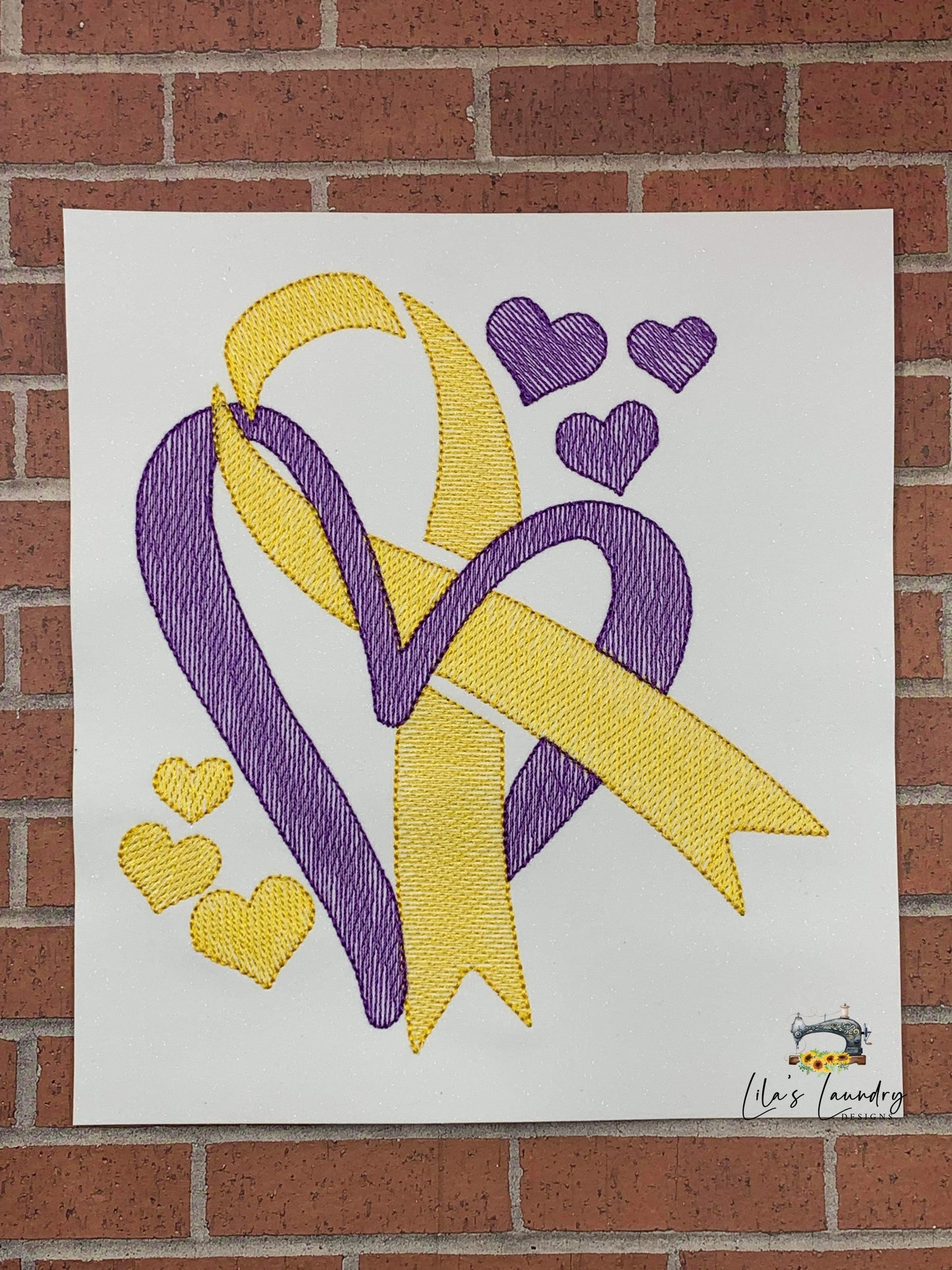 Cancer Awareness Hearts Sketch - 4 Sizes - Digital Embroidery Design
