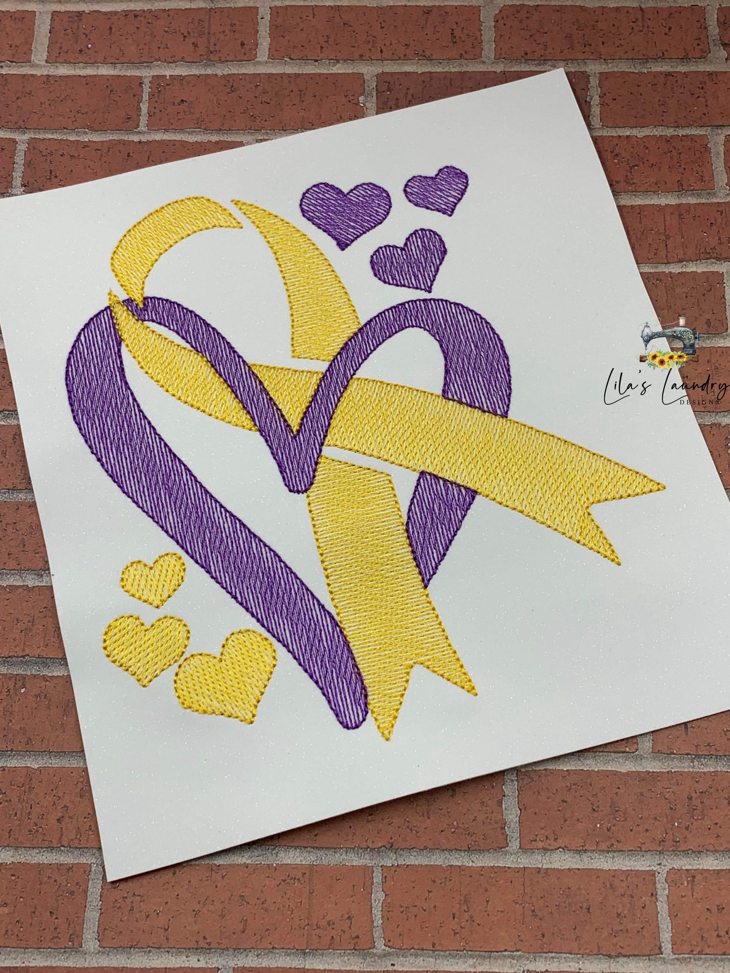 Cancer Awareness Hearts Sketch - 4 Sizes - Digital Embroidery Design