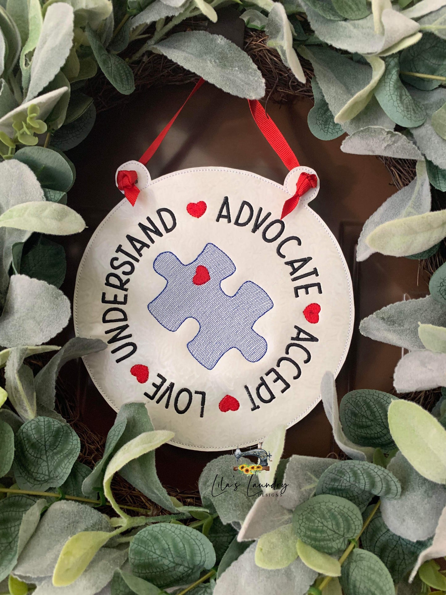 Accept Love Understand Advocate Door Sign - 3 Sizes - Digital Embroidery Design