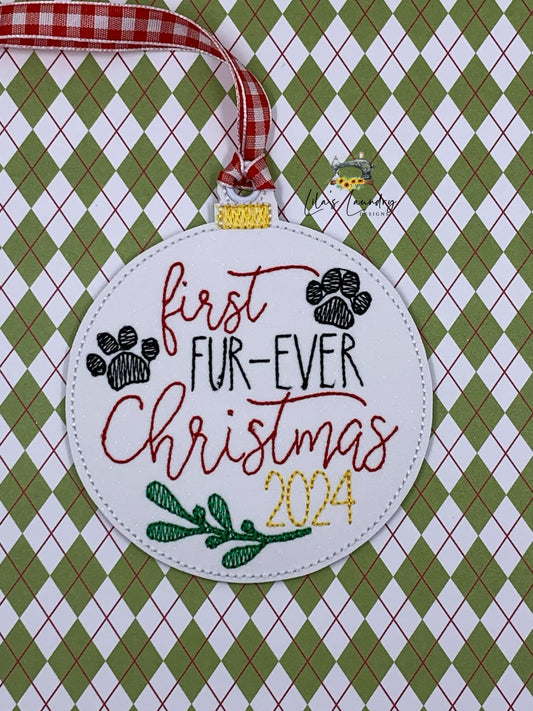 First Fur-ever Christmas 2024 Ornament - Digital Embroidery Design