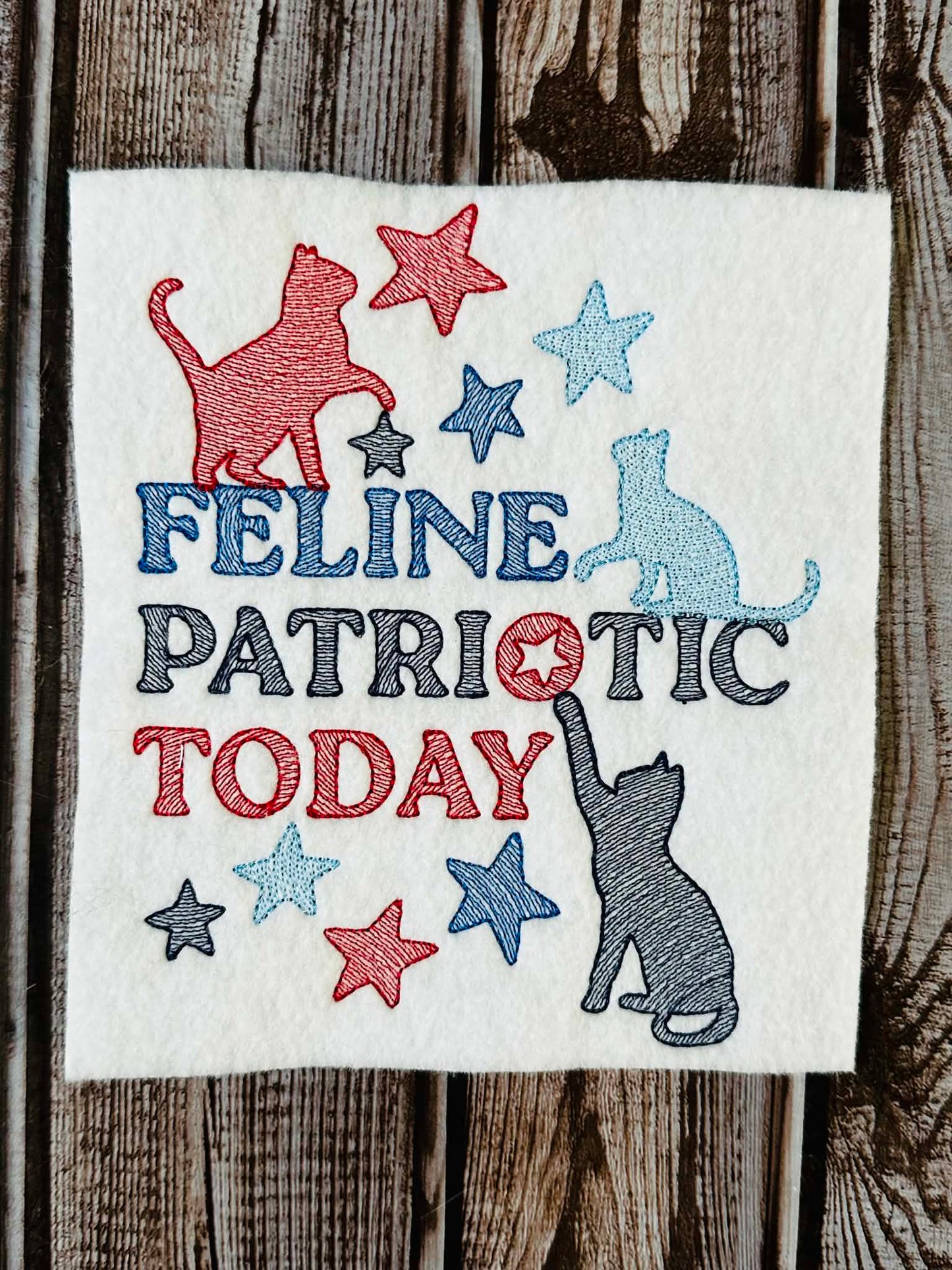 Sketch FELINE Patriotic Today - Cats - 4 x 4, 5 x 7, 6 x 10 and 8 x 12 - DIGITAL Embroidery Design