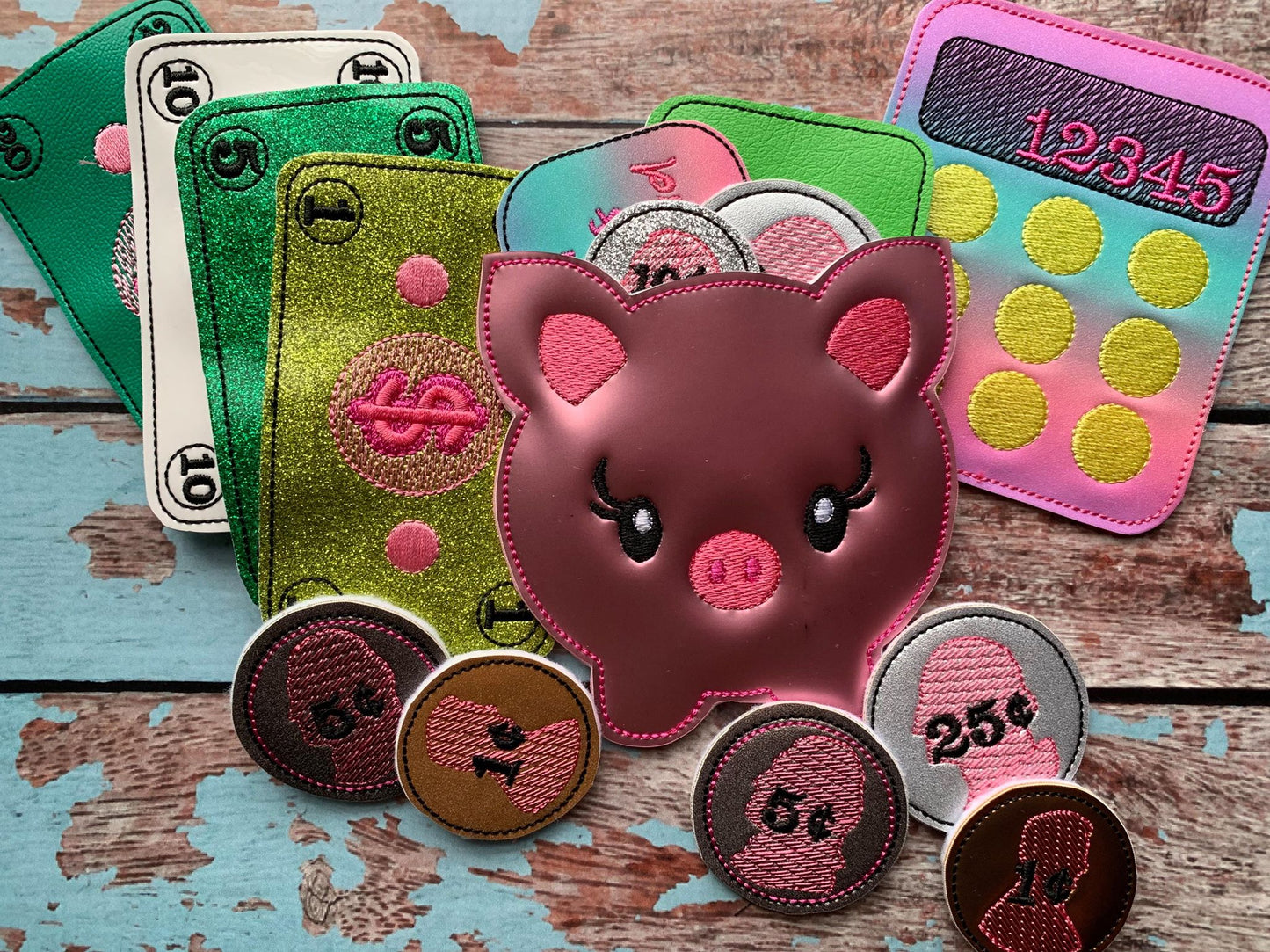 Play Money Feltie Set - 2 sizes- Digital Embroidery Design
