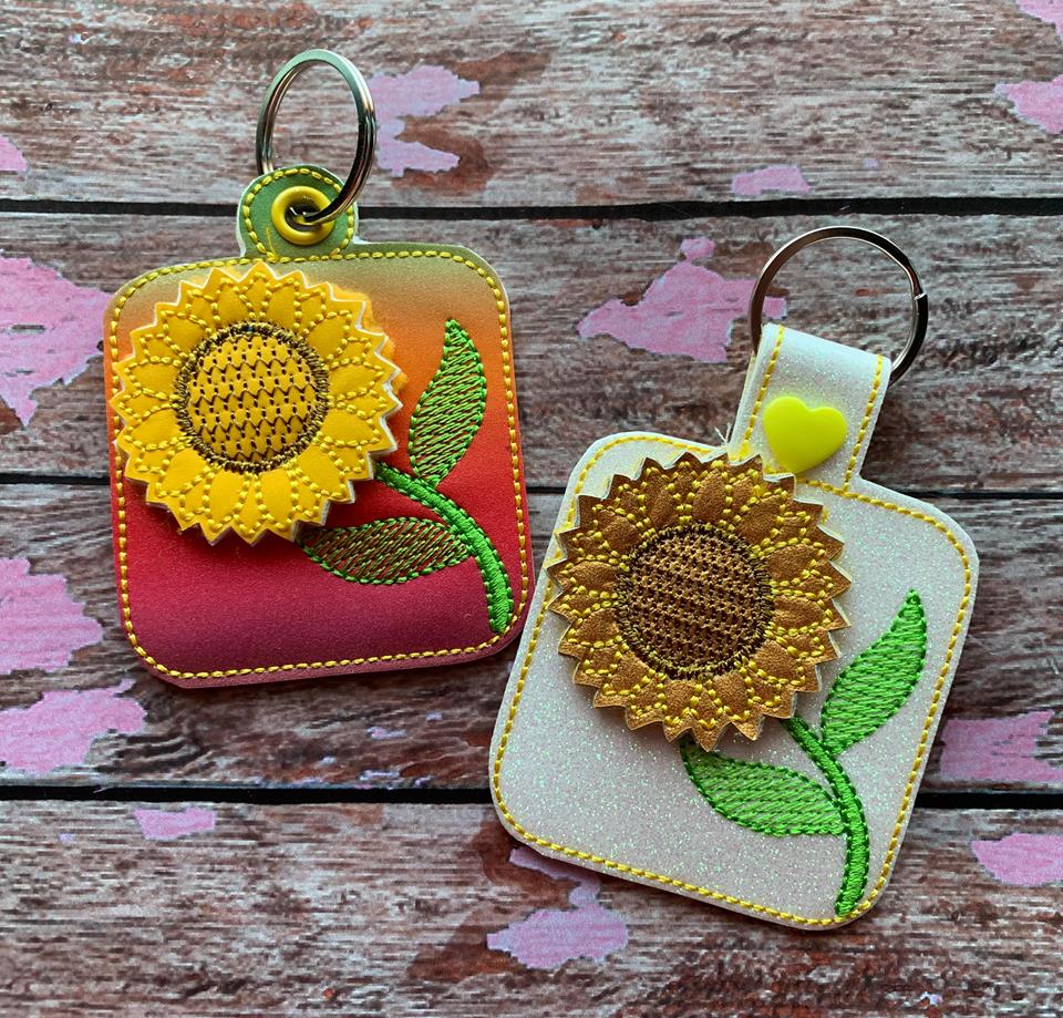 3D Sunflower Fobs- 4x4 and 5x7 grouped- Embroidery Design - DIGITAL Embroidery DESIGN