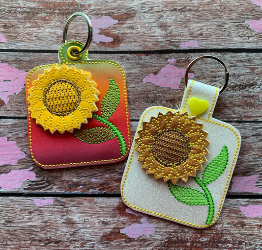 3D Sunflower Fobs- 4x4 and 5x7 grouped- Embroidery Design - DIGITAL Embroidery DESIGN
